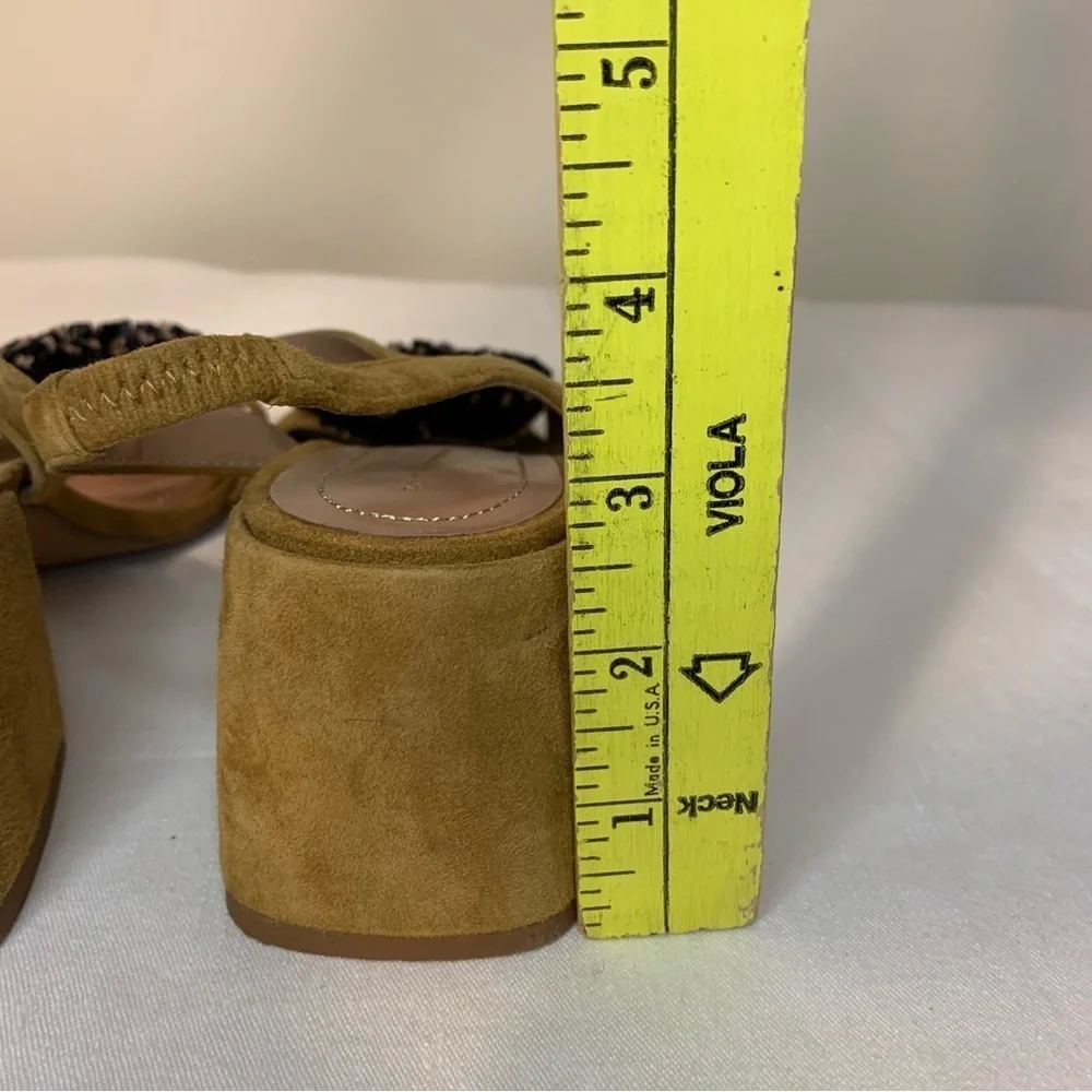 Zara Tan Raffia Pom Pom Suede Sandals- 7